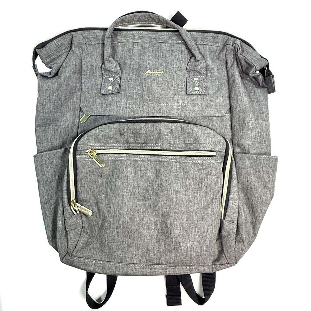 FOCDOD Women Laptop Backpack 15.6 Nurse Teacher Work Bag Gray Gold Diaper
